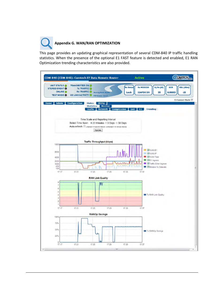 6 status | statistics | trending (cdm-840 only) | Comtech EF Data CDM-840 User Manual | Page 140 / 244