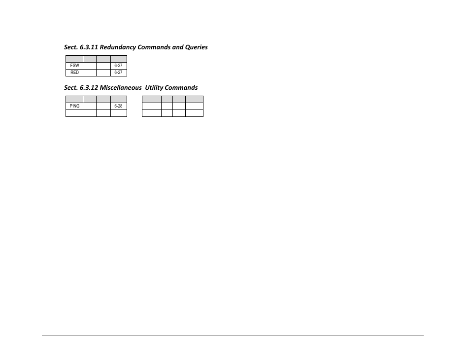 Sec t. 6.3.11 redundancy commands and queries, Sec t. 6.3.12 miscellaneous utility commands | Comtech EF Data CDM-840 User Manual | Page 156 / 244