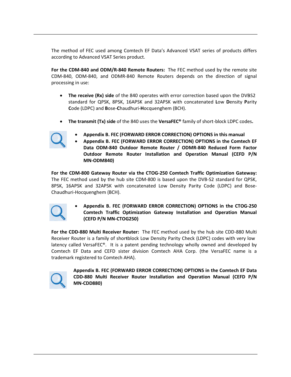 A.1 fec (forward error correction) options | Comtech EF Data CDM-840 User Manual | Page 176 / 244