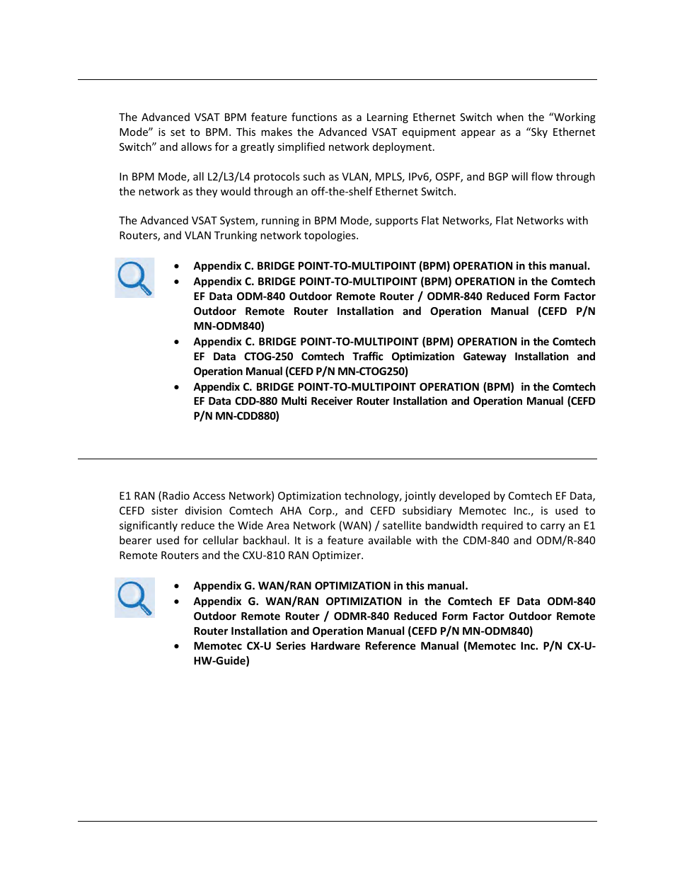 A.3 bridge point-to-multipoint (bpm) operation, A.4 e1 wan/ran optimization | Comtech EF Data CDM-840 User Manual | Page 178 / 244