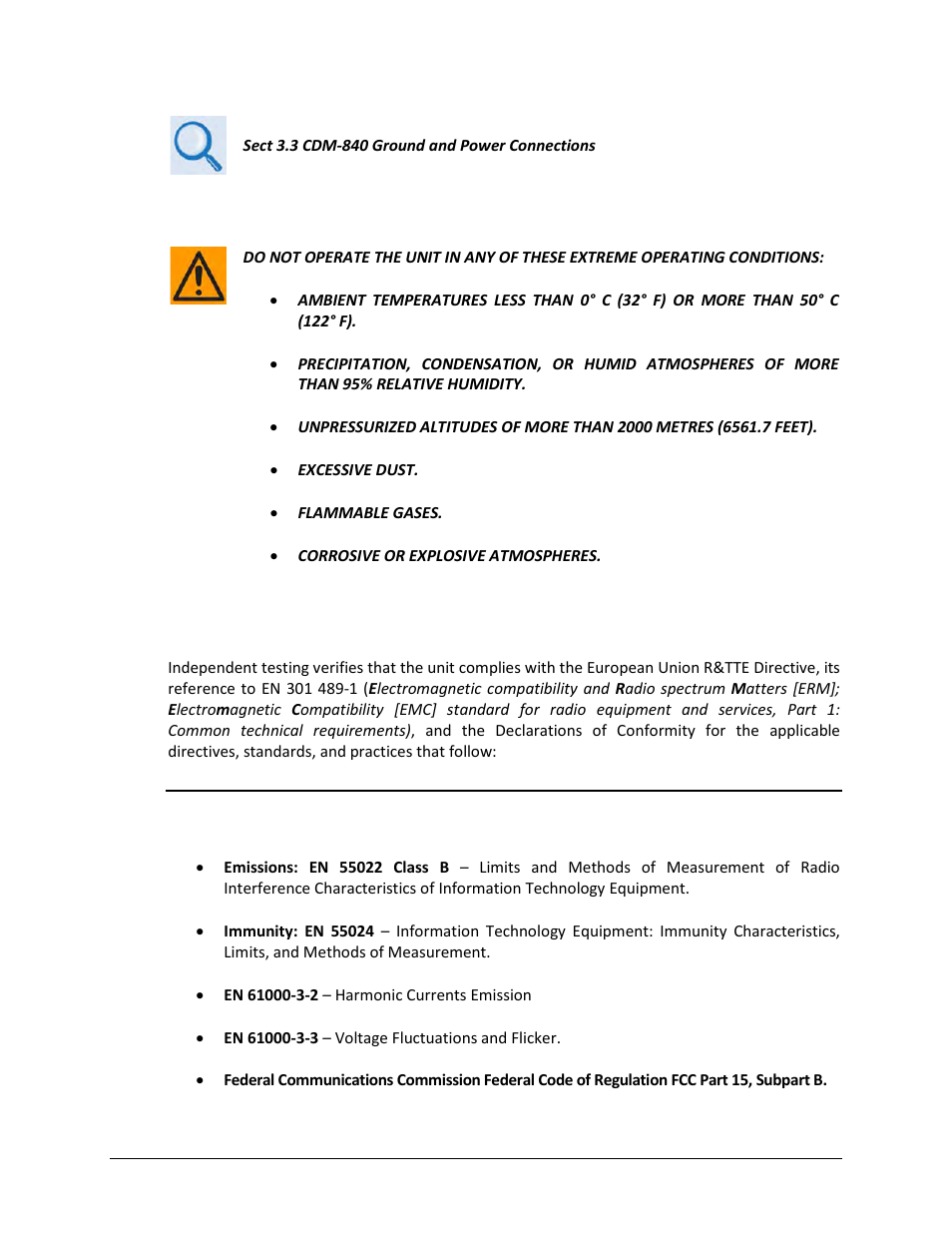 Operating environment | Comtech EF Data CDM-840 User Manual | Page 19 / 244