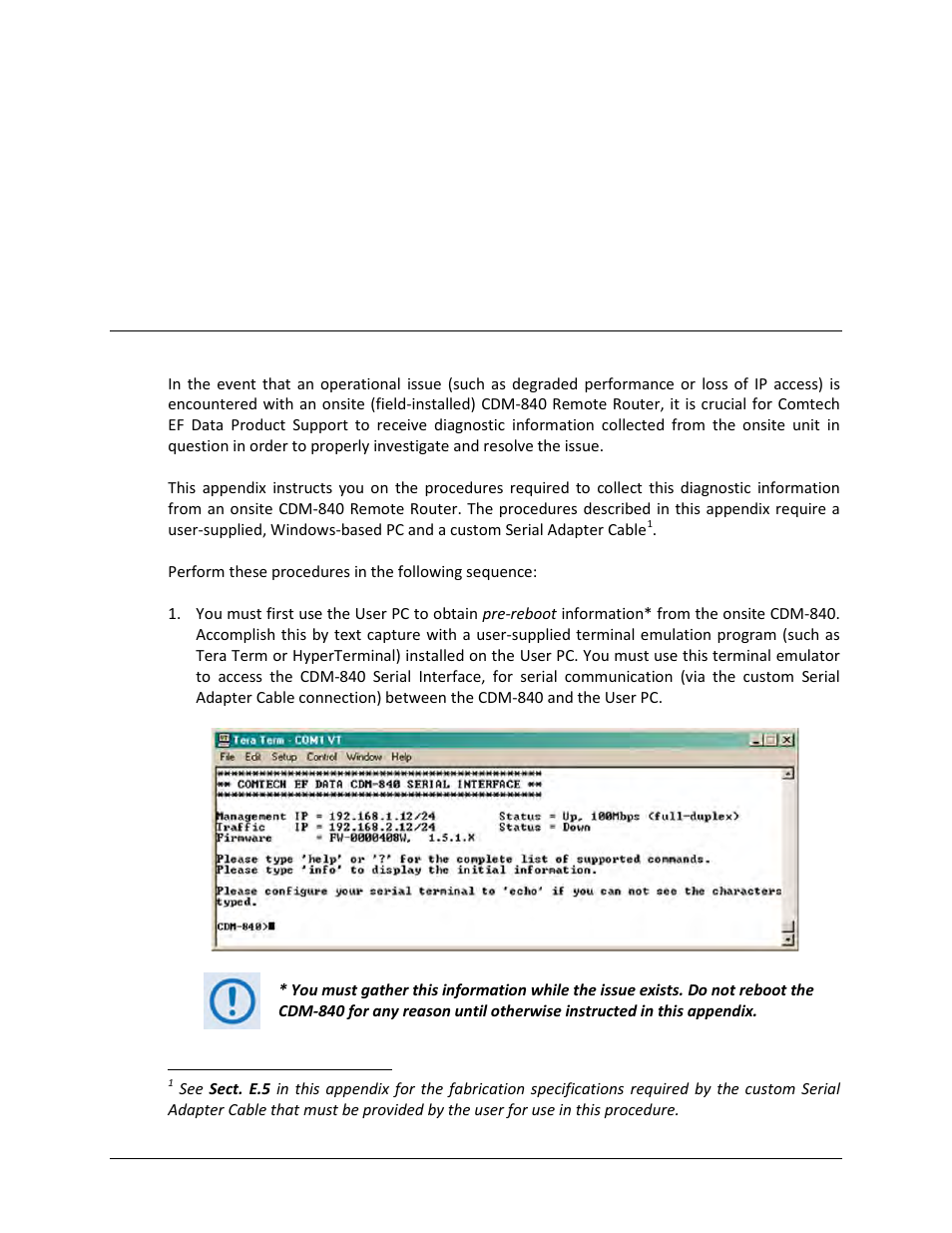 Appendix e. data collection, E.1 introduction | Comtech EF Data CDM-840 User Manual | Page 213 / 244