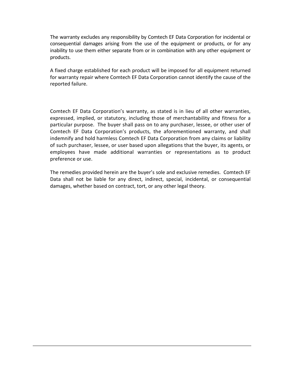 Exclusive remedies | Comtech EF Data CDM-840 User Manual | Page 23 / 244