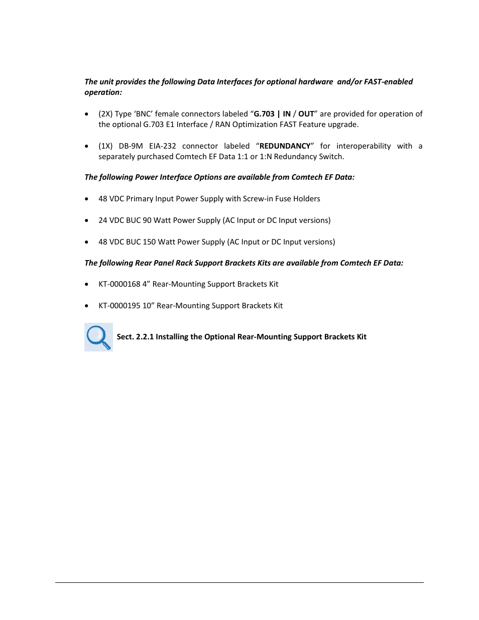 2 rear panel optional features | Comtech EF Data CDM-840 User Manual | Page 31 / 244