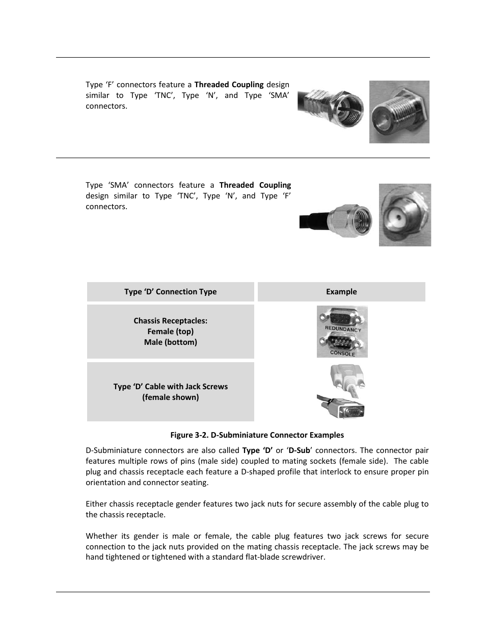 4 type ‘f, 5 type ‘sma’ (subminiature version ‘a’), 2 d-subminiature cable connections | Comtech EF Data CDM-840 User Manual | Page 43 / 244