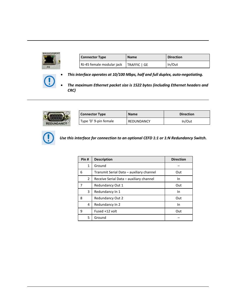 3 utility connector group, 1 ‘management | fe’ (fast ethernet) connector, 2 ‘redundancy’ connector | Comtech EF Data CDM-840 User Manual | Page 47 / 244