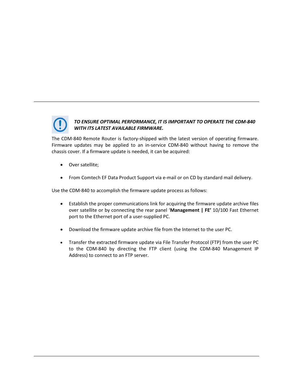 Chapter 4. updating firmware, 1 updating firmware via the internet | Comtech EF Data CDM-840 User Manual | Page 55 / 244