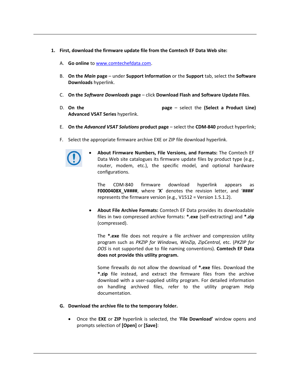 3 downloading and extracting the firmware update | Comtech EF Data CDM-840 User Manual | Page 60 / 244