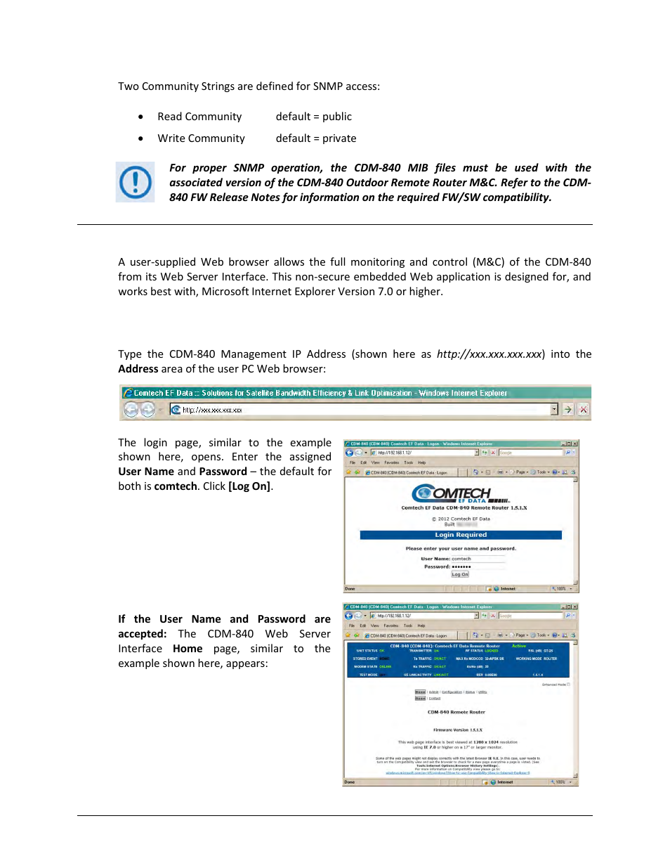 4 web server (http) interface, 1 user login | Comtech EF Data CDM-840 User Manual | Page 72 / 244