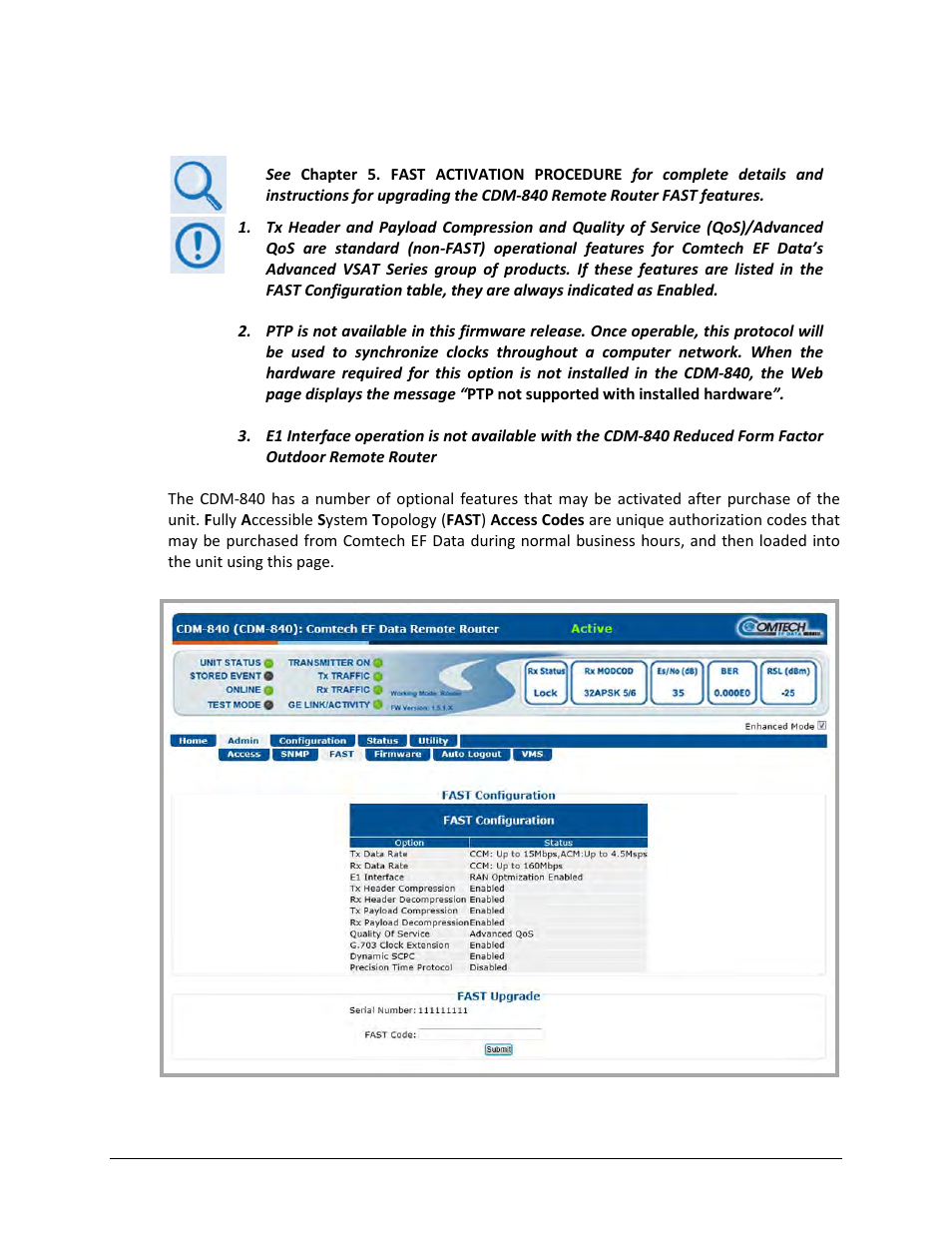 1 admin | fast | Comtech EF Data CDM-840 User Manual | Page 81 / 244
