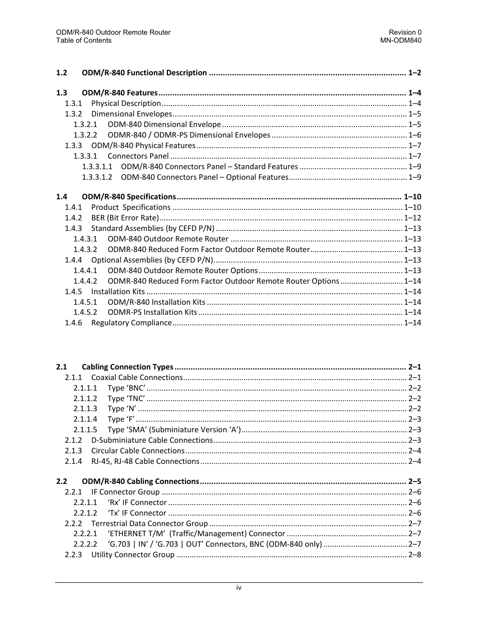 Comtech EF Data ODM-840 User Manual | Page 10 / 184