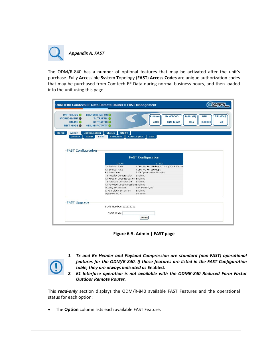 3 admin | fast | Comtech EF Data ODM-840 User Manual | Page 100 / 184