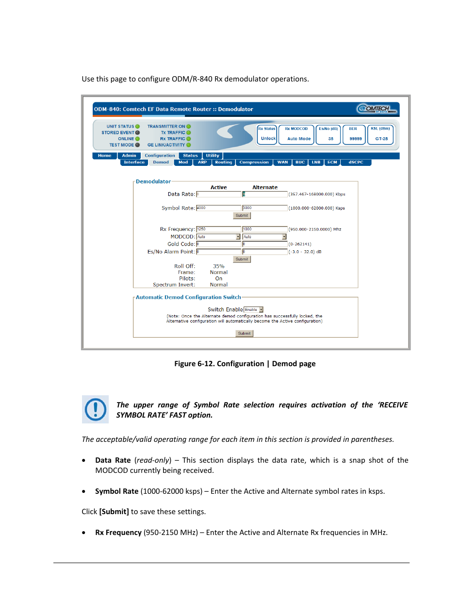 2 configuration | demod (demodulator) | Comtech EF Data ODM-840 User Manual | Page 112 / 184