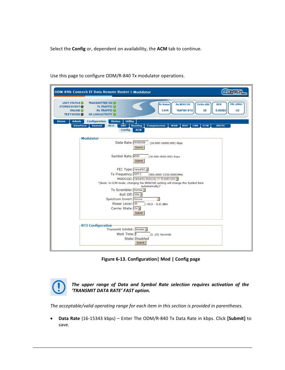 1 configuration | mod | config | Comtech EF Data ODM-840 User Manual | Page 114 / 184