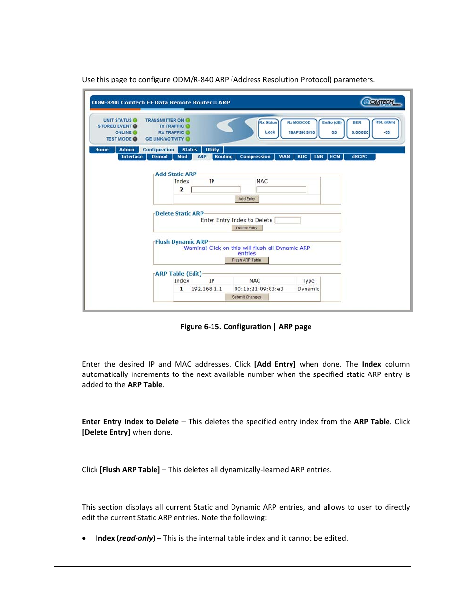 4 configuration | arp | Comtech EF Data ODM-840 User Manual | Page 119 / 184