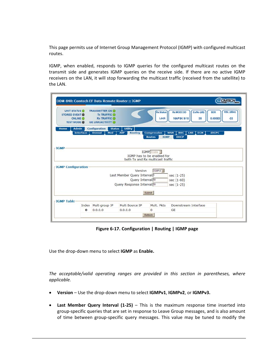 2 configuration | routing | igmp | Comtech EF Data ODM-840 User Manual | Page 122 / 184