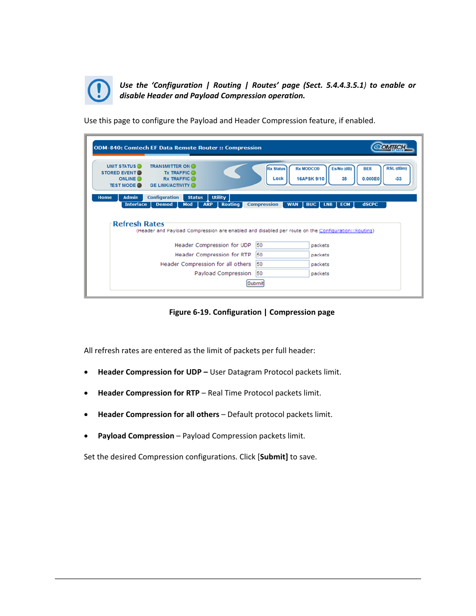 6 configuration | compression | Comtech EF Data ODM-840 User Manual | Page 125 / 184
