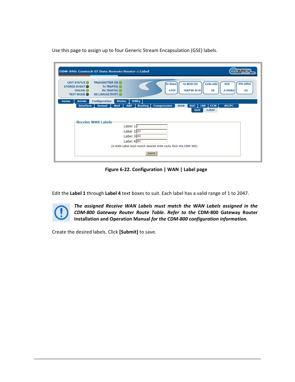2 configuration | wan | label | Comtech EF Data ODM-840 User Manual | Page 131 / 184