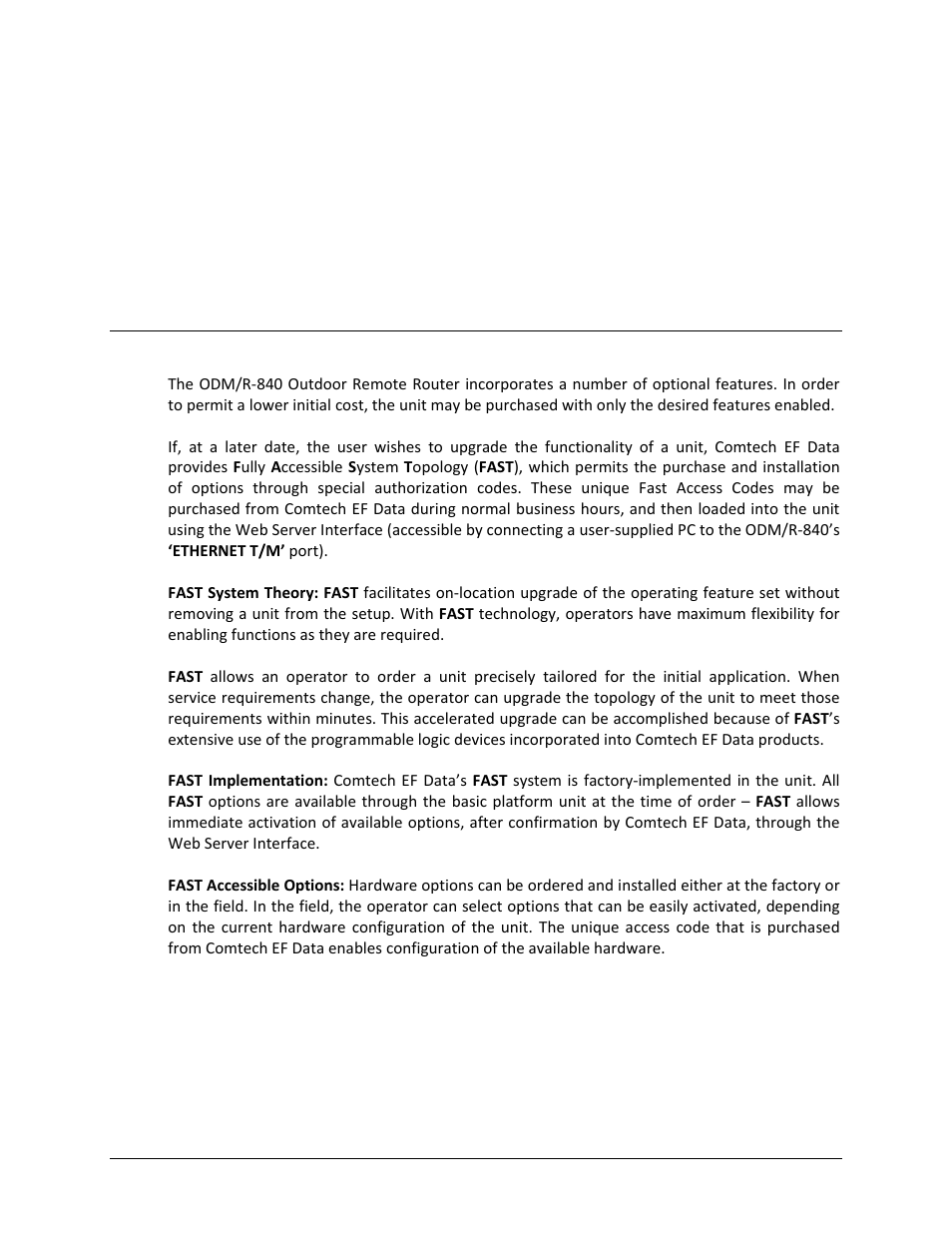 Appendix a. fast, A.1 fast overview | Comtech EF Data ODM-840 User Manual | Page 169 / 184