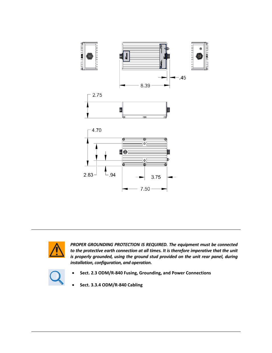 3 odm/r-840 physical features, 1 connectors panel | Comtech EF Data ODM-840 User Manual | Page 33 / 184
