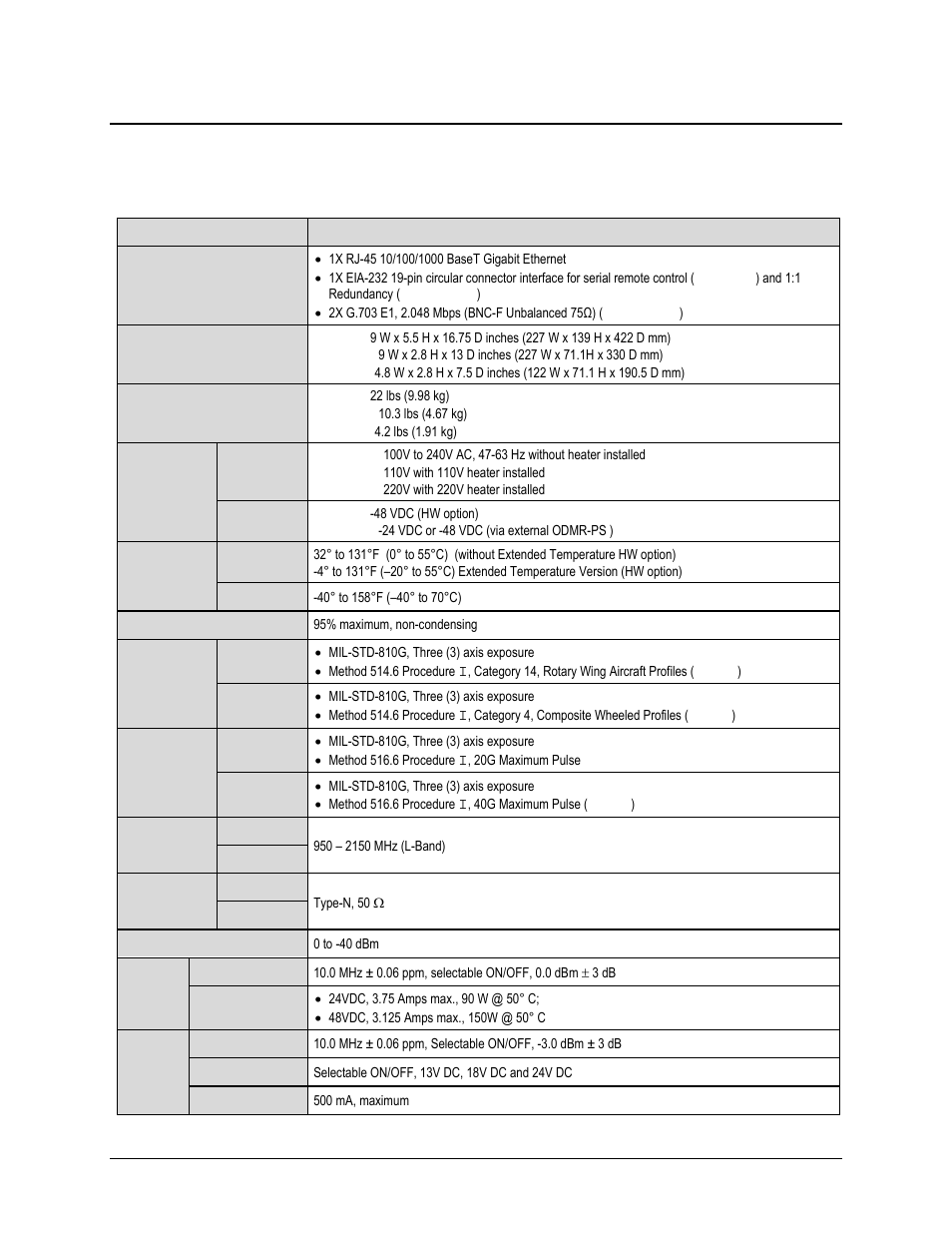 4 odm/r-840 specifications, 1 product specifications | Comtech EF Data ODM-840 User Manual | Page 36 / 184