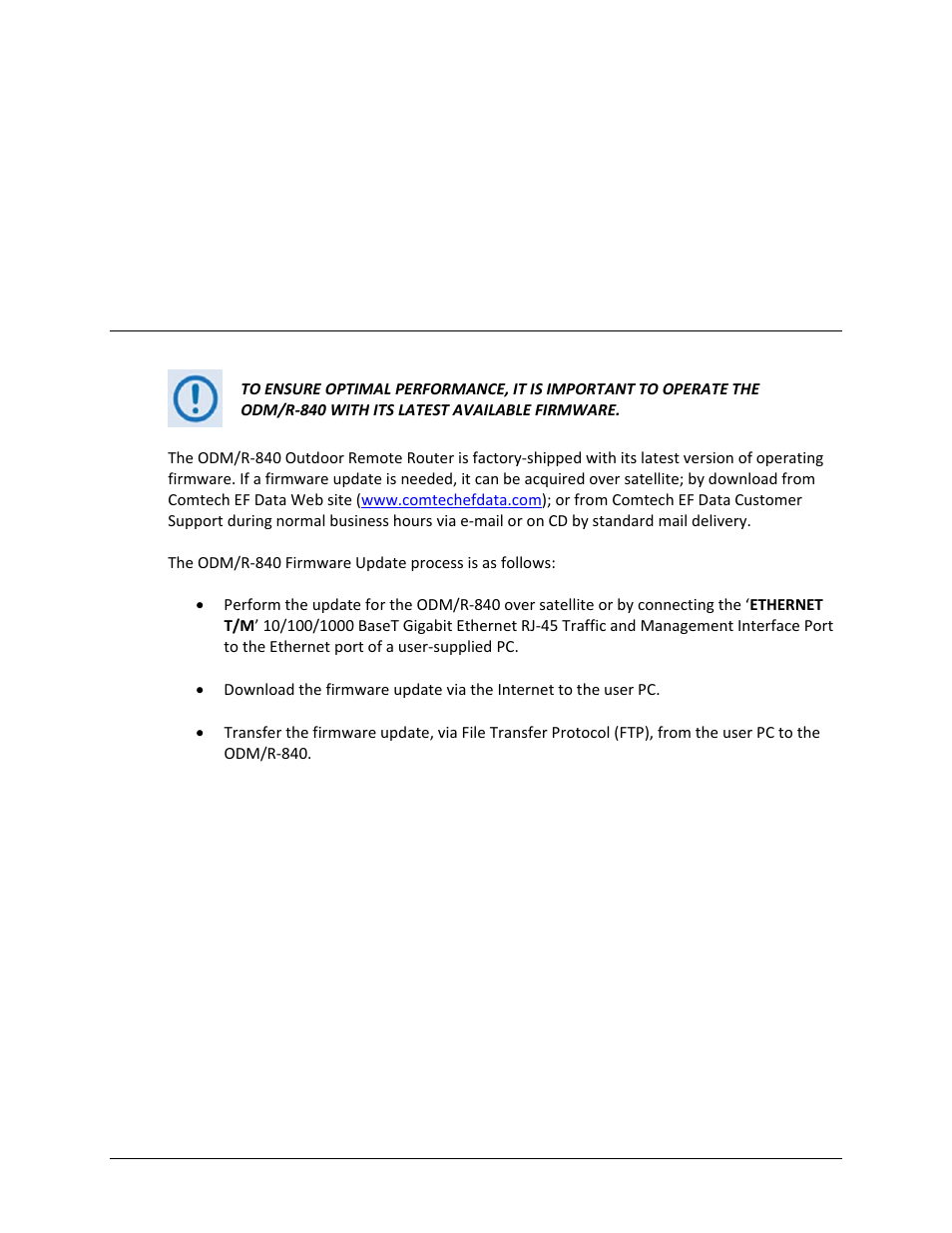 Chapter 4. updating firmware, 1 updating firmware via the internet | Comtech EF Data ODM-840 User Manual | Page 79 / 184