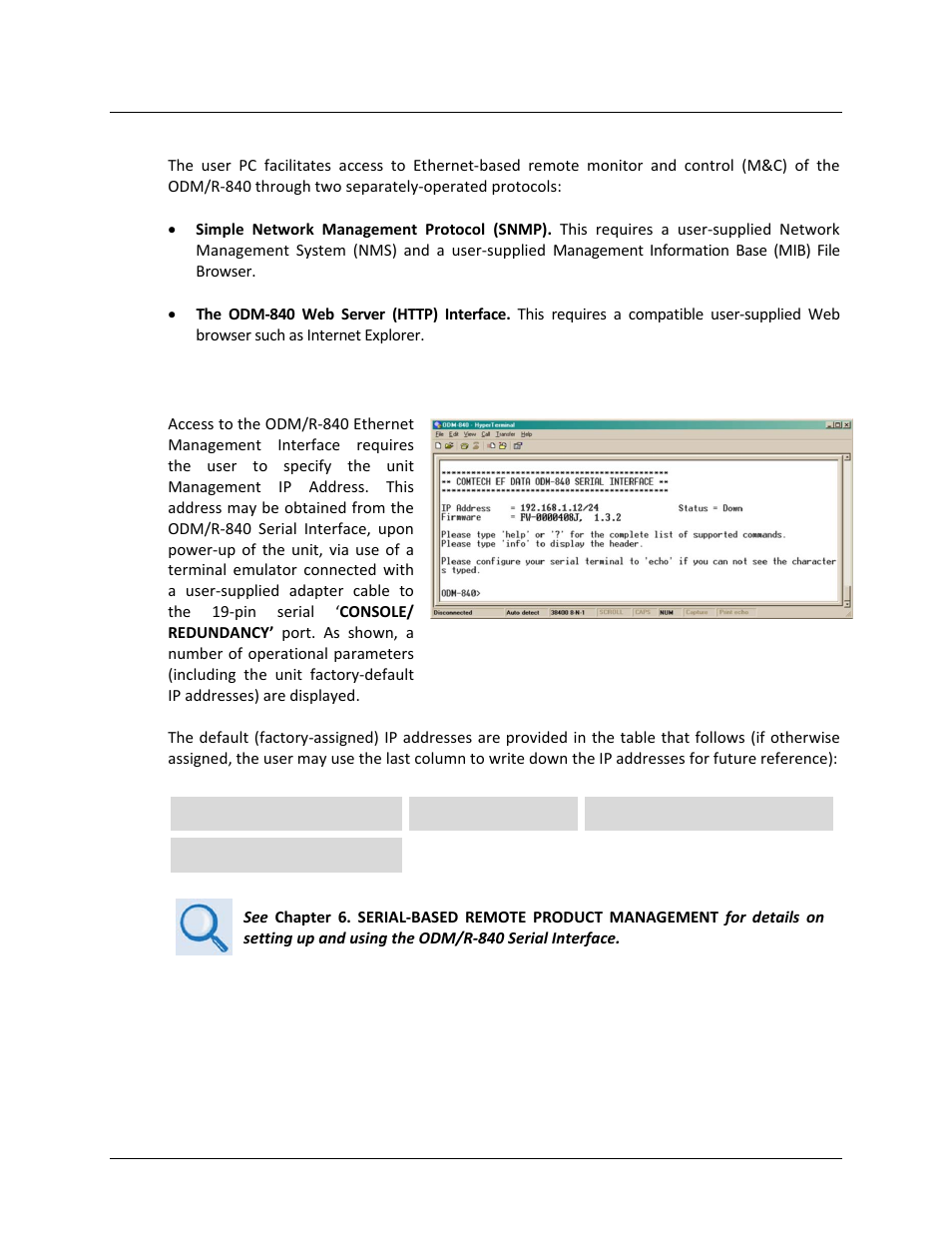 2 ethernet management interface protocols, 1 ethernet management interface access | Comtech EF Data ODM-840 User Manual | Page 90 / 184