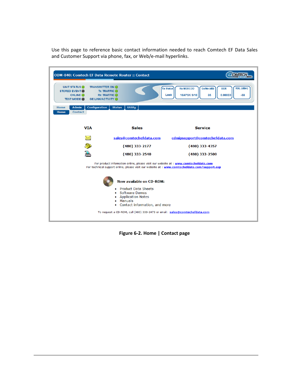 2 home | contact | Comtech EF Data ODM-840 User Manual | Page 97 / 184