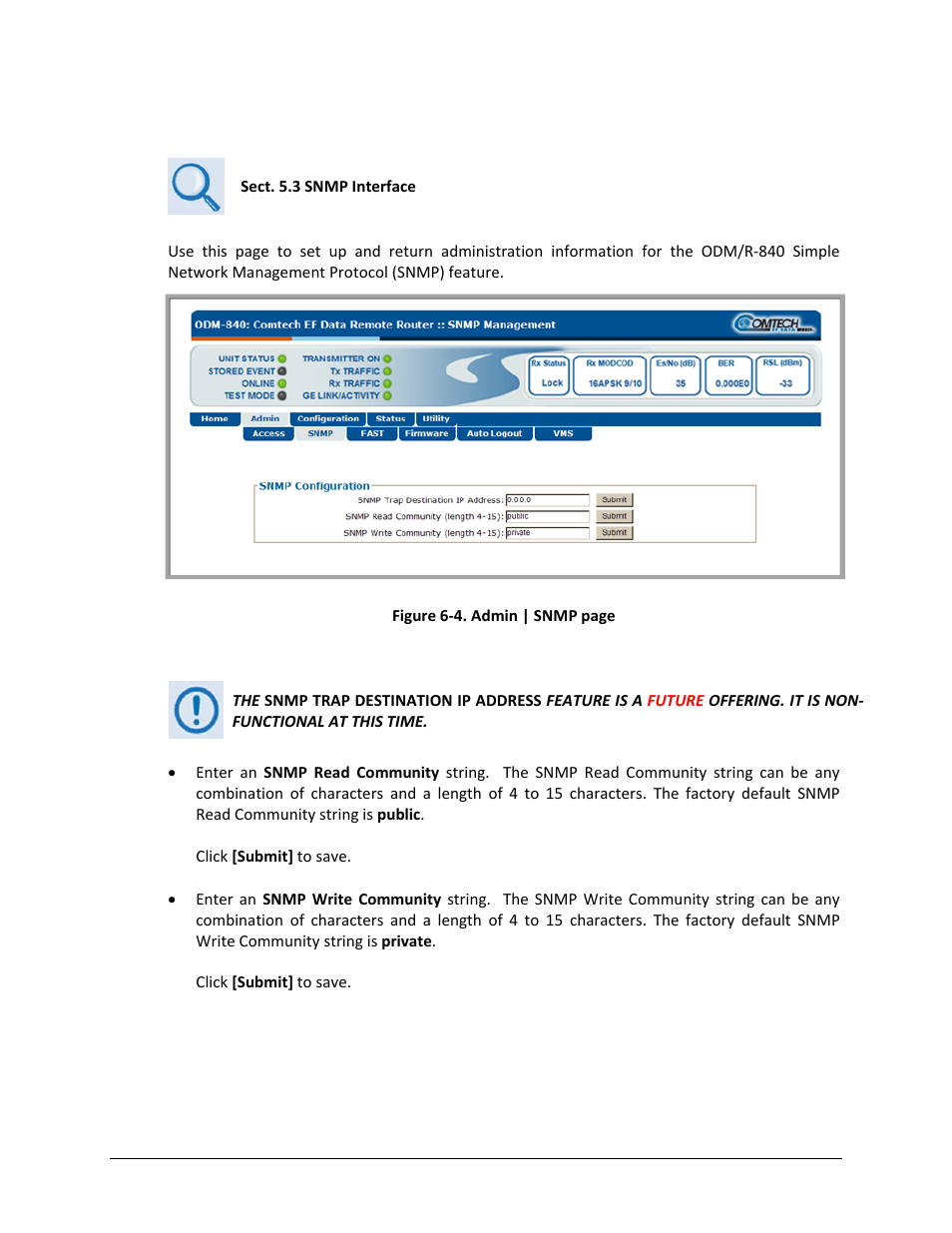 2 admin | snmp | Comtech EF Data ODM-840 User Manual | Page 99 / 184