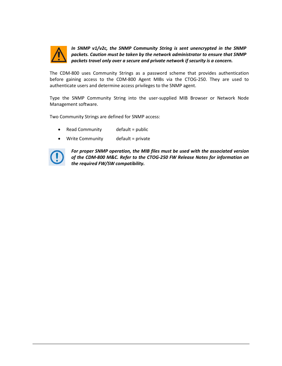 2 snmp community strings | Comtech EF Data CTOG-250 User Manual | Page 106 / 236