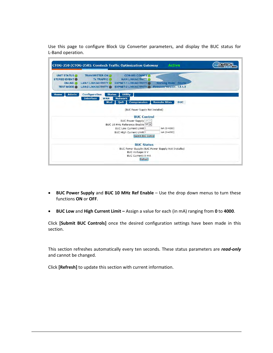 5 configuration | wan | buc (block up converter) | Comtech EF Data CTOG-250 User Manual | Page 147 / 236