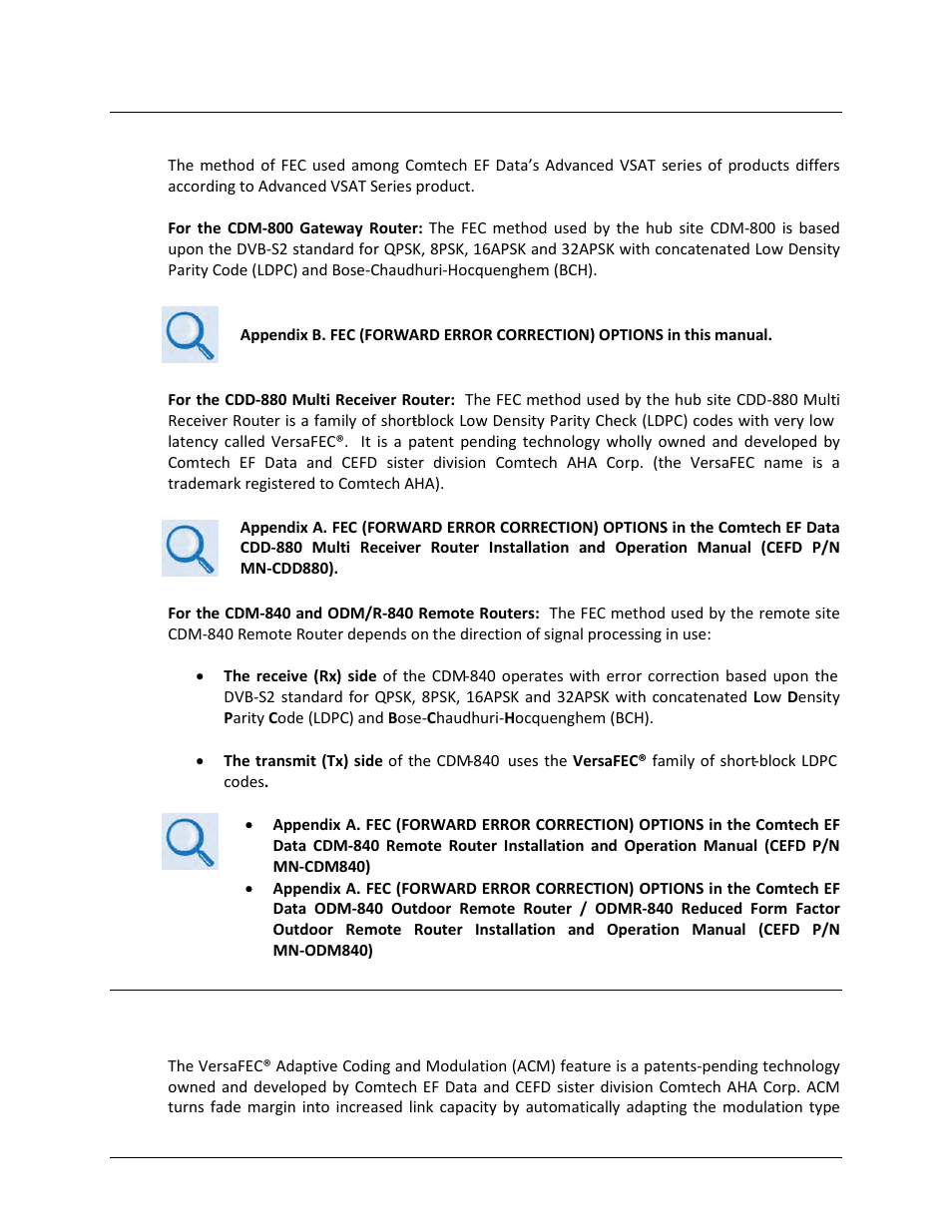 A.1 fec (forward error correction) options | Comtech EF Data CTOG-250 User Manual | Page 192 / 236