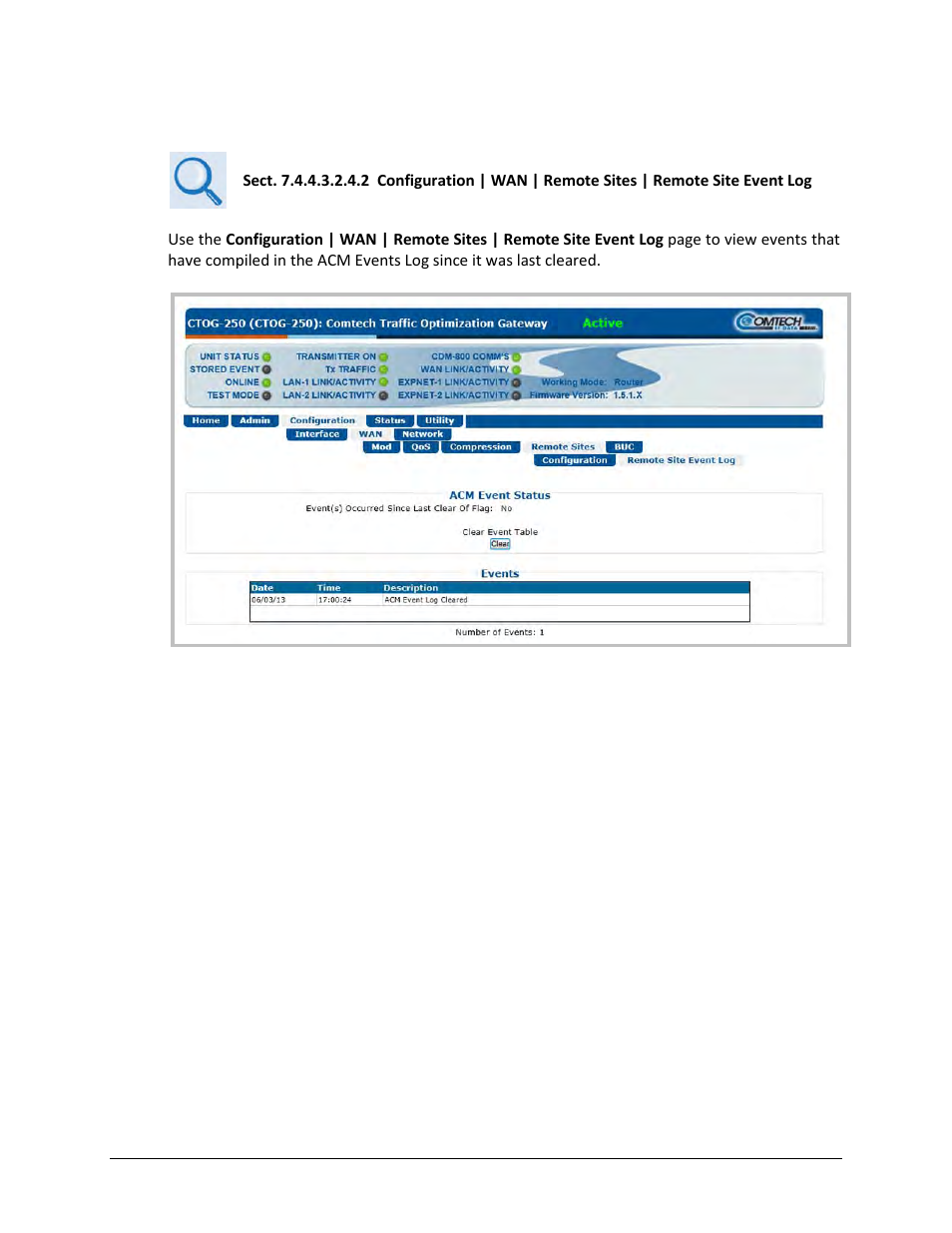 E.3.3 monitoring outbound acm operational events | Comtech EF Data CTOG-250 User Manual | Page 233 / 236