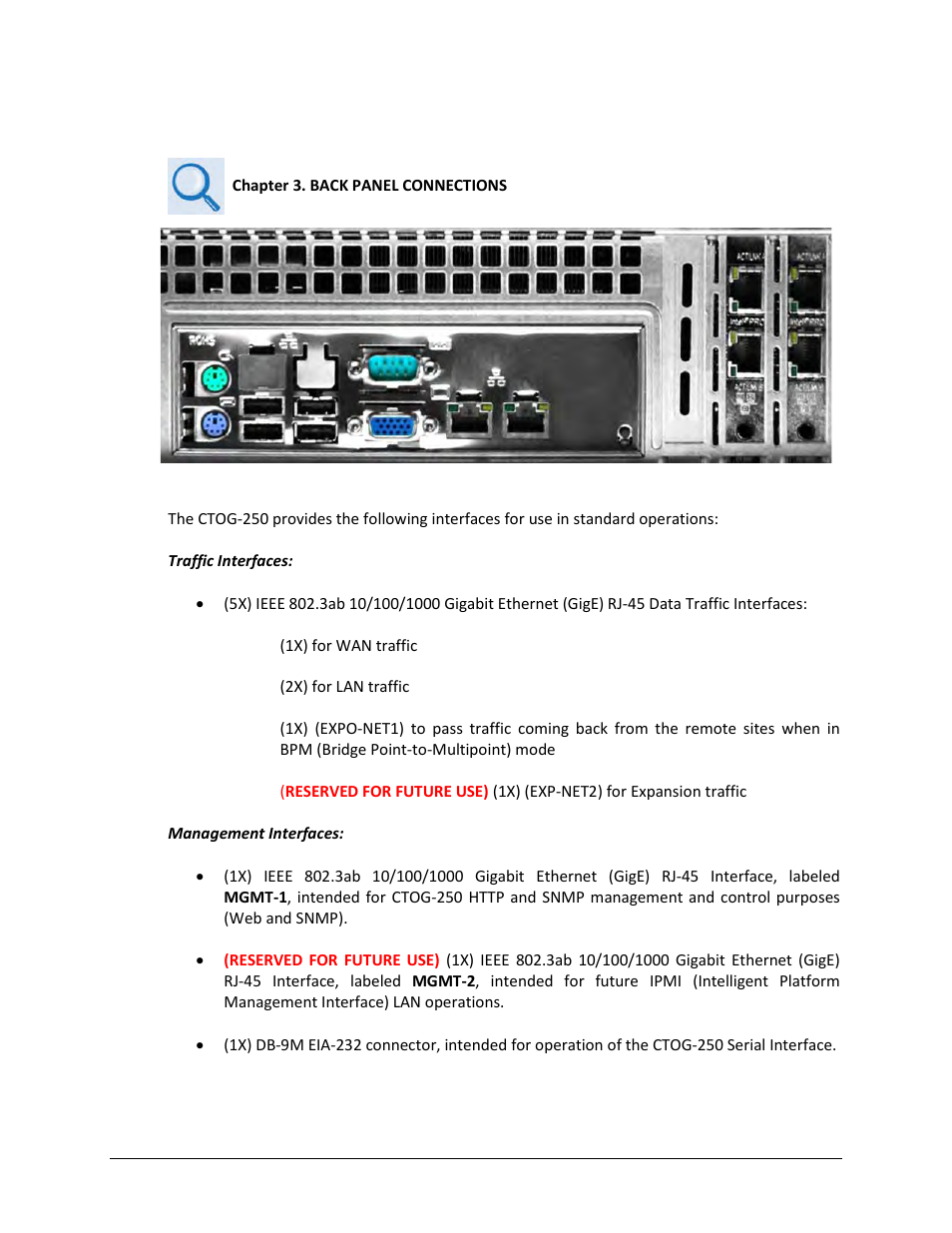 1 back panel standard operation features | Comtech EF Data CTOG-250 User Manual | Page 35 / 236