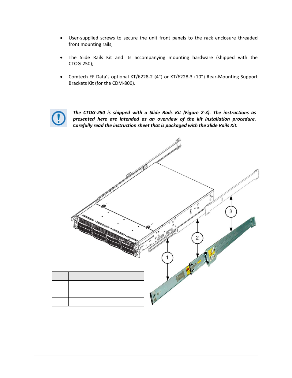 1 installing the ctog-250 standard slide rails kit | Comtech EF Data CTOG-250 User Manual | Page 44 / 236