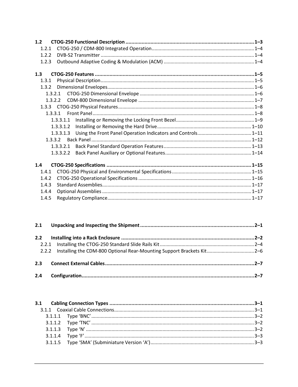 Comtech EF Data CTOG-250 User Manual | Page 6 / 236