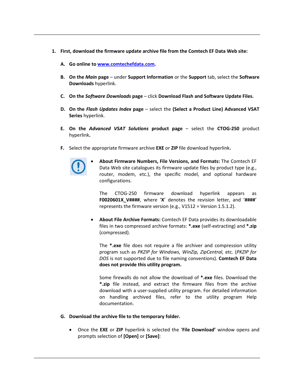 3 downloading and extracting the firmware update | Comtech EF Data CTOG-250 User Manual | Page 76 / 236