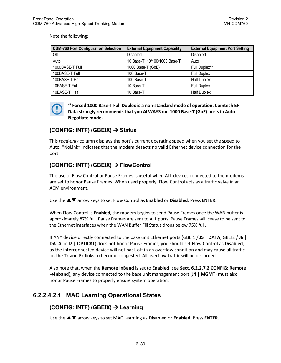 1 mac learning operational states | Comtech EF Data CDM-760 User Manual | Page 116 / 416