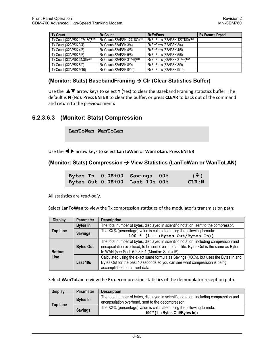 3 (monitor: stats) compression | Comtech EF Data CDM-760 User Manual | Page 141 / 416