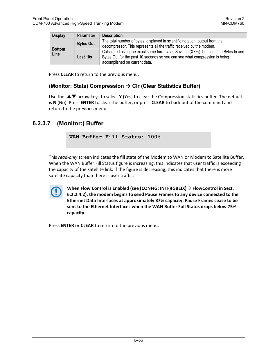 7 (monitor:) buffer | Comtech EF Data CDM-760 User Manual | Page 142 / 416