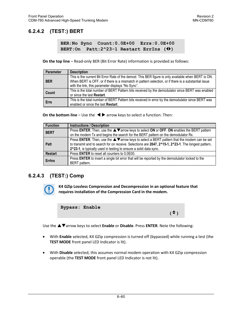 2 (test:) bert, 3 (test:) comp | Comtech EF Data CDM-760 User Manual | Page 146 / 416