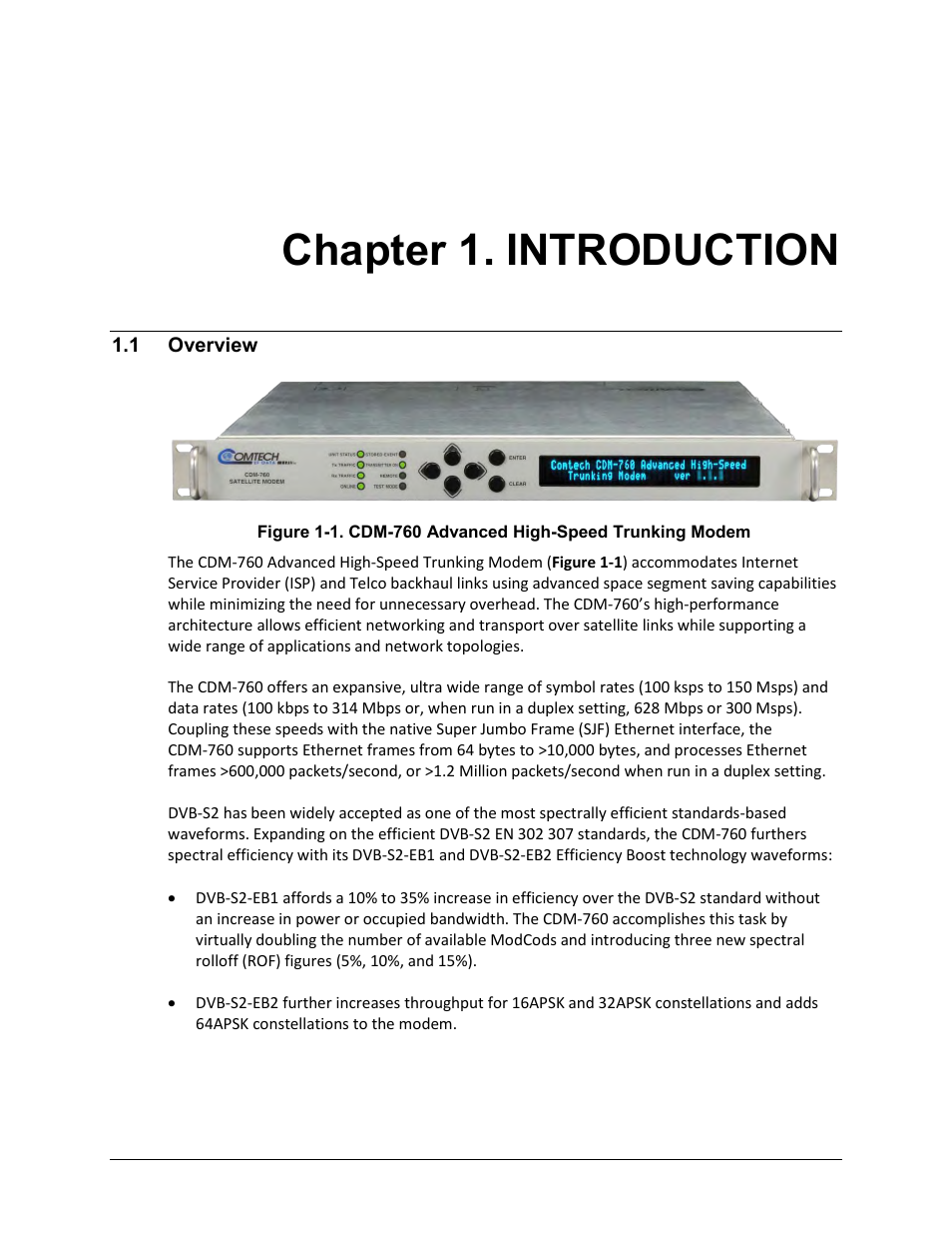 Chapter 1. introduction | Comtech EF Data CDM-760 User Manual | Page 27 / 416