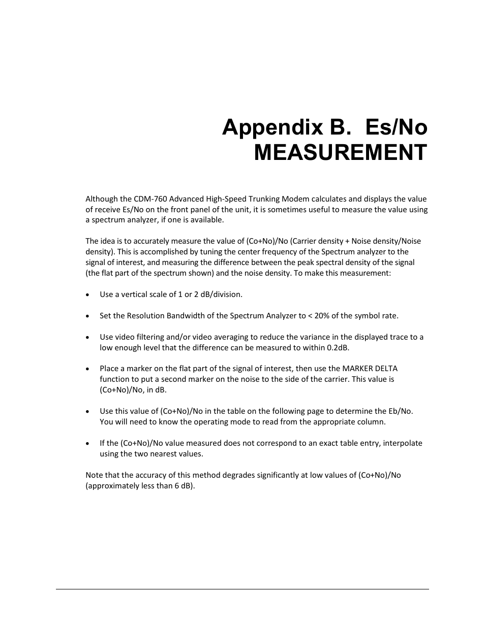 Appendix b. es/no measurement | Comtech EF Data CDM-760 User Manual | Page 293 / 416