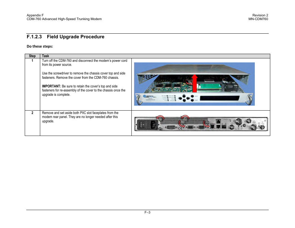 F.1.2.3 field upgrade procedure | Comtech EF Data CDM-760 User Manual | Page 317 / 416