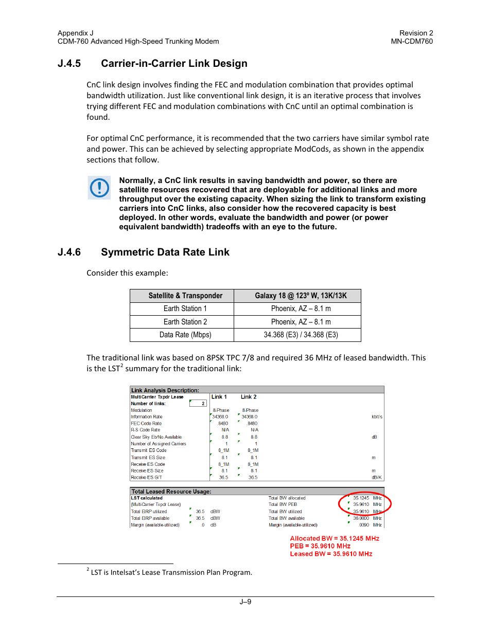 J.4.5 carrier-in-carrier link design, J.4.6 symmetric data rate link | Comtech EF Data CDM-760 User Manual | Page 387 / 416