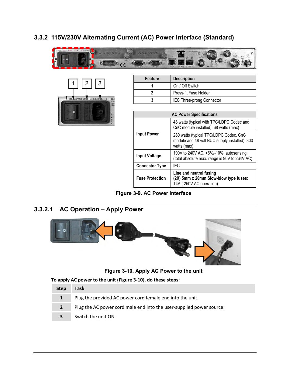 1 ac operation – apply power | Comtech EF Data CDM-760 User Manual | Page 62 / 416
