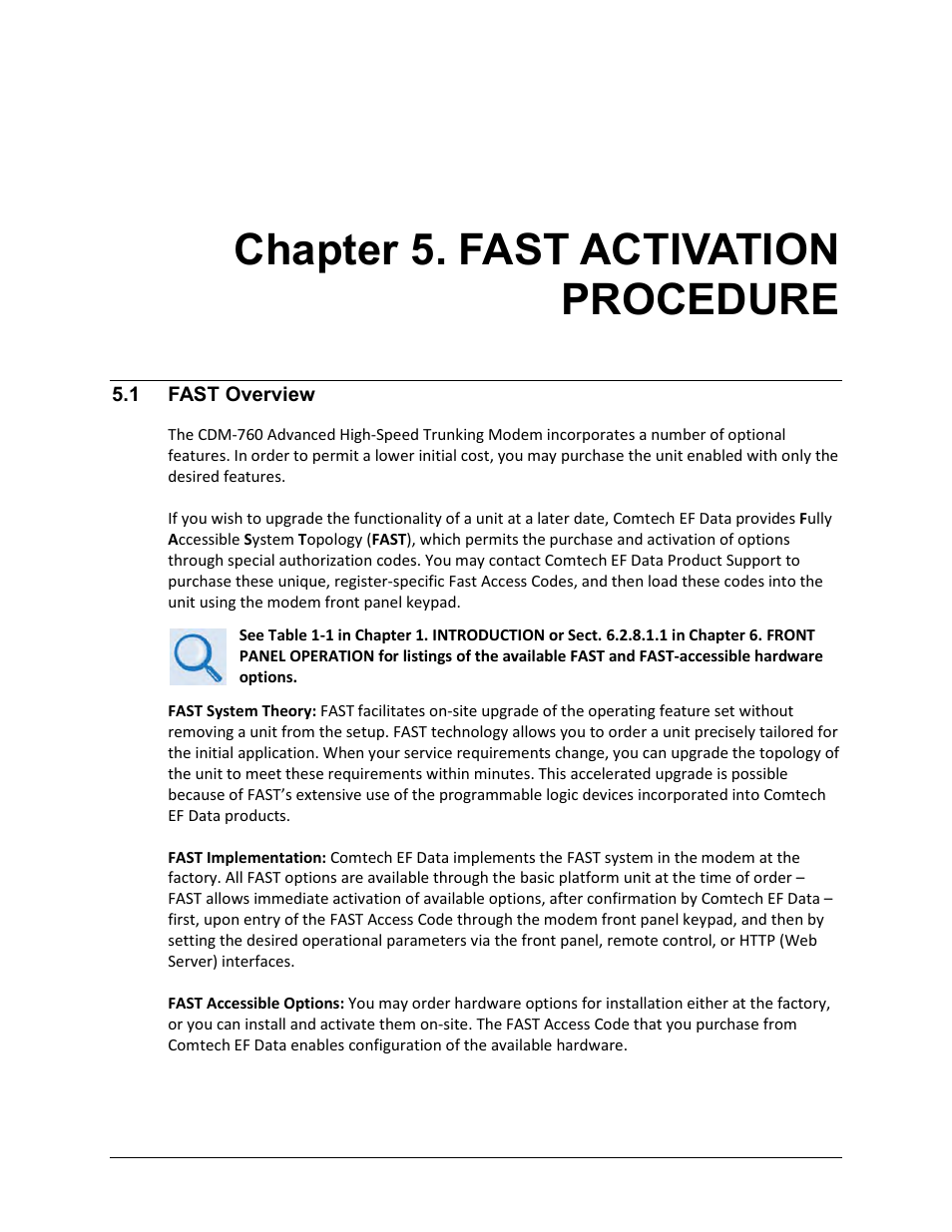 Chapter 5. fast activation procedure | Comtech EF Data CDM-760 User Manual | Page 81 / 416
