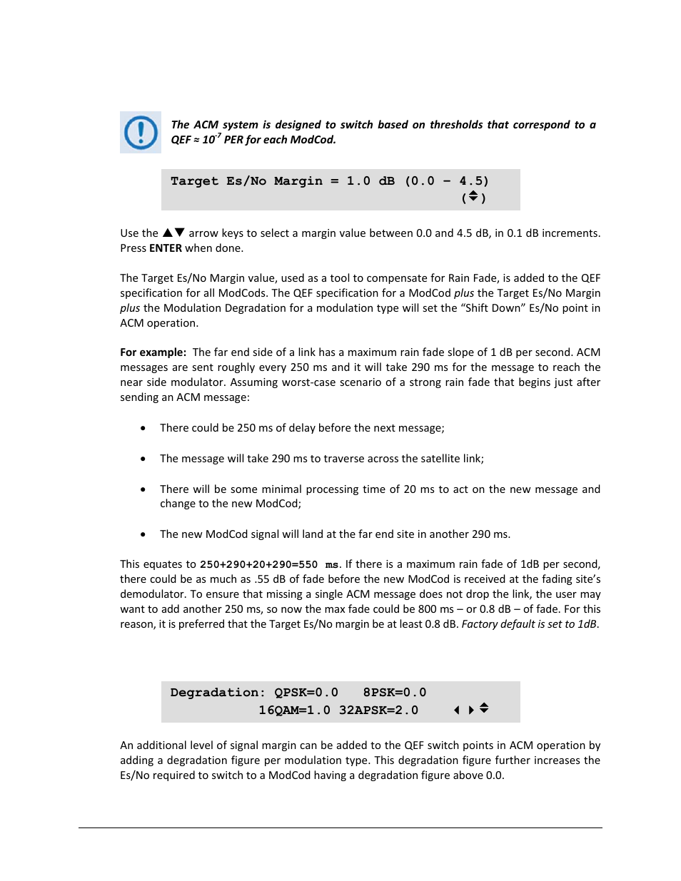 3 (config) acm config: target-es/no-margin, 4 (config) acm config: degradation | Comtech EF Data CDM-750 User Manual | Page 109 / 302