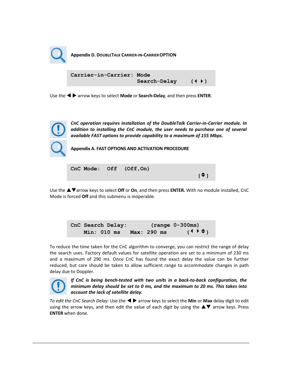 6 config: cnc, 1 (config) carrier-in-carrier: mode, 2 (config) carrier-in-carrier: search-delay | Comtech EF Data CDM-750 User Manual | Page 111 / 302