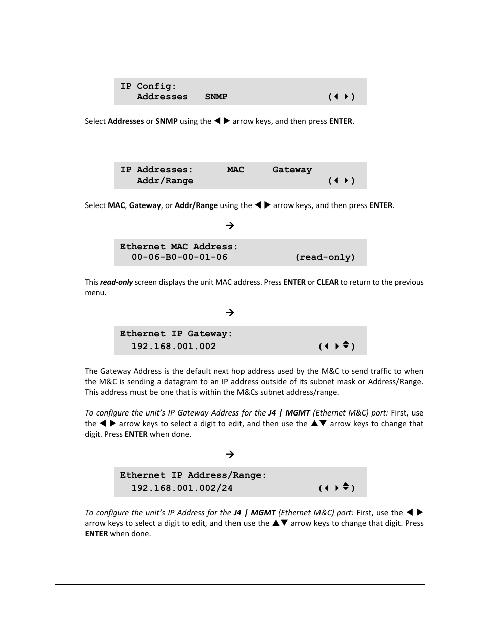 9 config: ip, 1 (config) ip config: addresses | Comtech EF Data CDM-750 User Manual | Page 115 / 302